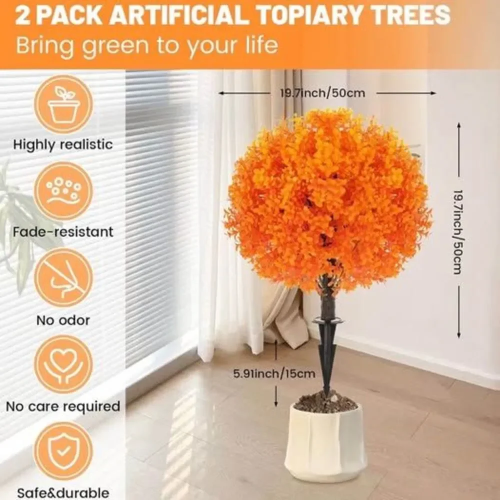 2-Pack Artificial Orange Topiary Trees